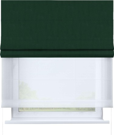 Римская штора «Кортин», блэкаут однотонный зелёный, день-ночь
