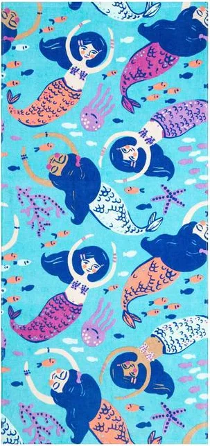 Полотенце "Русалки" 70*140 см, велюр/махра 350гр/м2, 100% хлопок