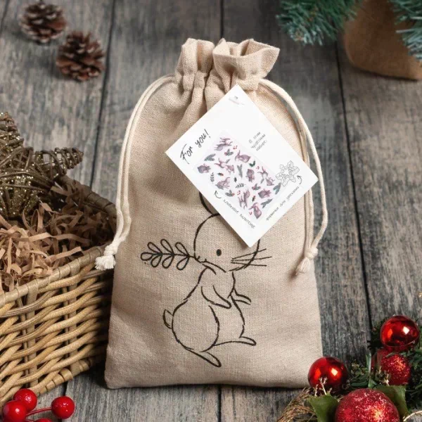 Набор в мешочке Этель Christmas bunnies: полотенце 40х73 см, формочки для запекания - 3 шт.