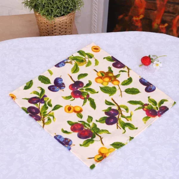 Салфетка для кухни 32х32 см Слива, хл 100%, рогожка