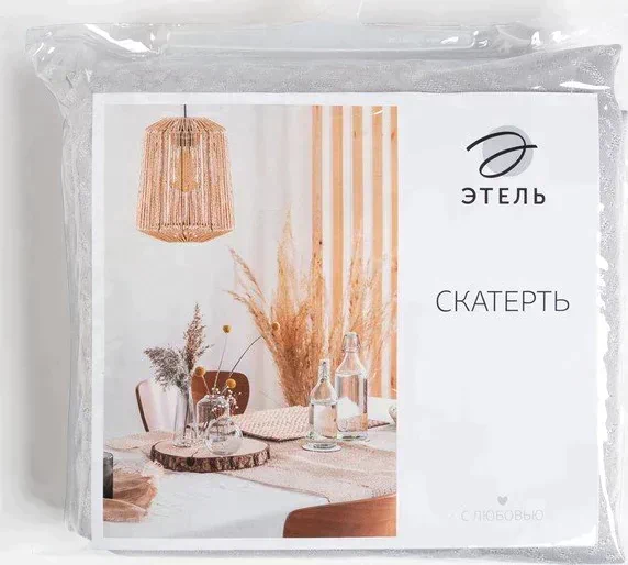 Скатерть Этель "Зигзаг" цв.серебро, 142*283 +/-3 см, 115 ±10 гр,100% п/э