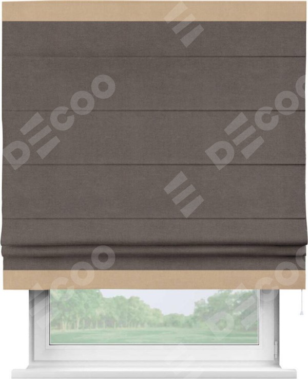 Римская штора «Кортин» с кантом Горизонт, для проема, ткань вельвет коричневый