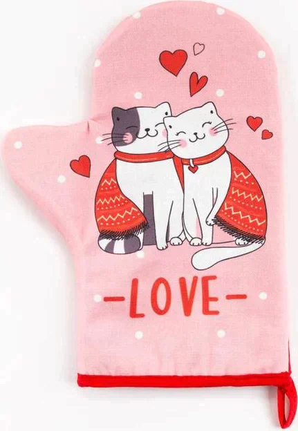 Варежка-прихватка "LOVE" 20х28см,саржа, 100% х/л, ватин 250г/м2