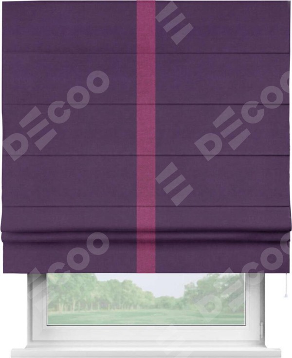 Римская штора «Кортин» с кантом Хайвэй, для проема, ткань вельвет темно-фиолетовый
