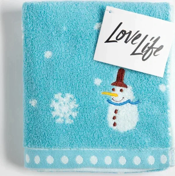 Полотенце махровое LoveLife "Снеговик" 35*75±3 см, цв.голубой, 100% хлопок, 350 г/м2