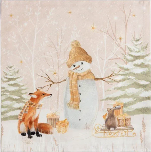 Набор салфеток "Этель" Christmas snowman 40х40см 4 шт, 100% хл, саржа 190 гр/м2