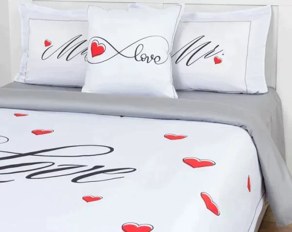 Постельное бельё «Этель» евро Mr&Mrs 200*215 см,240*215 см,50*70+4 см - 2 шт