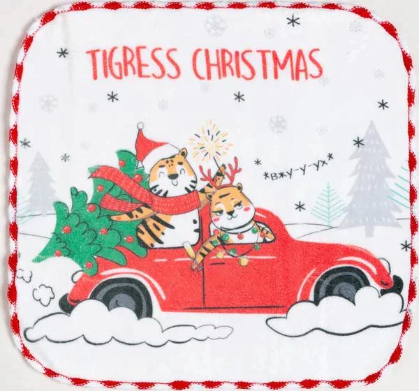 Новогодняя салфетка для уборки "Tigress Christmas", 20х20 см, п/э