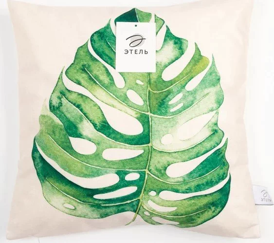 Наволочка Этель "Green leaf", 40*40 см, 100 п/э, велюр