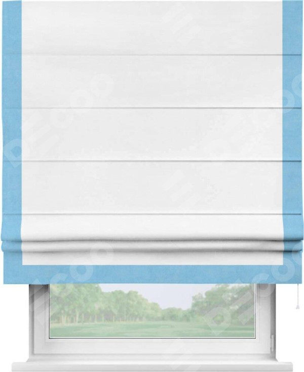 Римская штора «Кортин» с кантом Виктория, для проема, ткань вельвет дымчато-белый