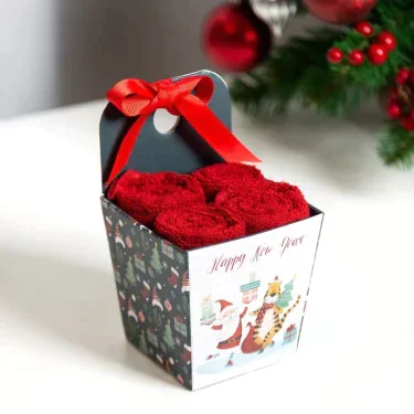 Новогодние полотенца (подарочный набор 4 шт.) Этель Happy new year 30х30 см, хл 340г/м2