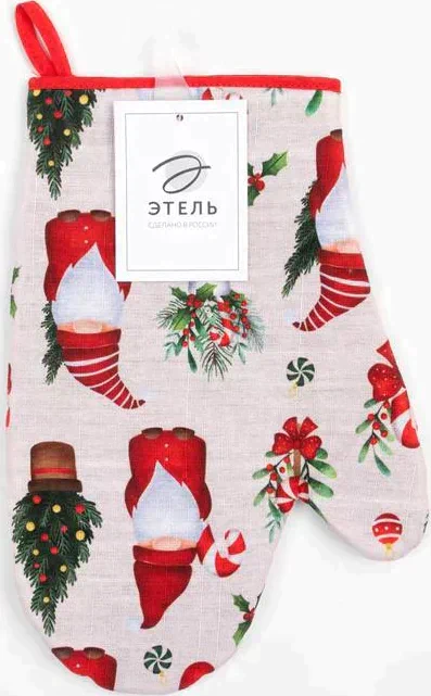 Варежка-прихватка Santa Claus 20х28см, 100% хл, репс 210 г/м2, ватин 250г/м2