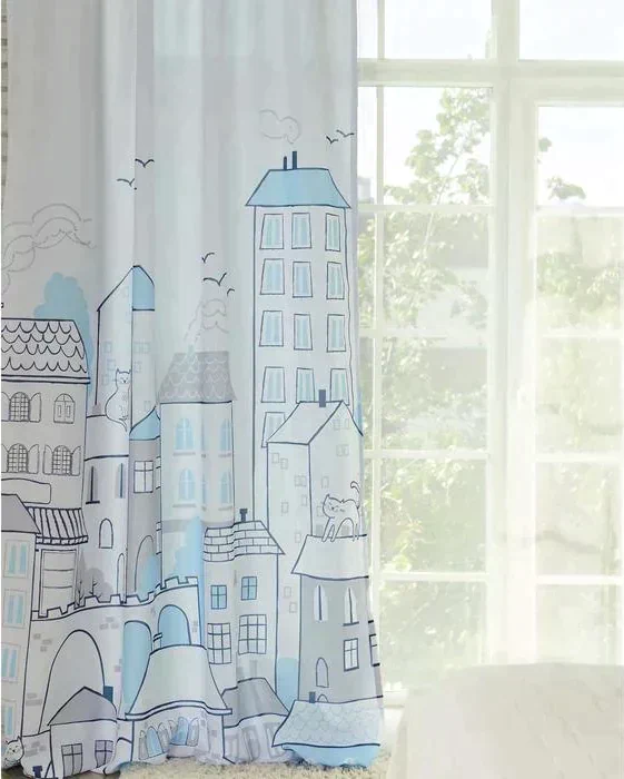 Комплект штор "Этель" Sweet home blue 145*260 см-2 шт, 100% п/э, 140 г/м2