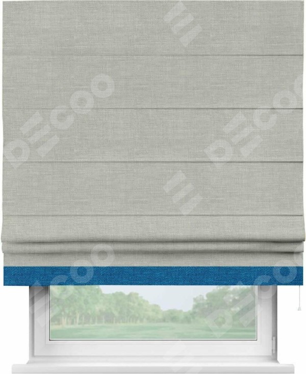 Римская штора «Кортин» с кантом Джестер, для проема, ткань лён серый