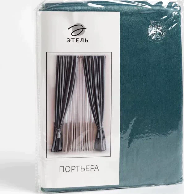 Штора портьерная Этель «Классика»цв.бирюзовый, 145*265 см,100% п/э