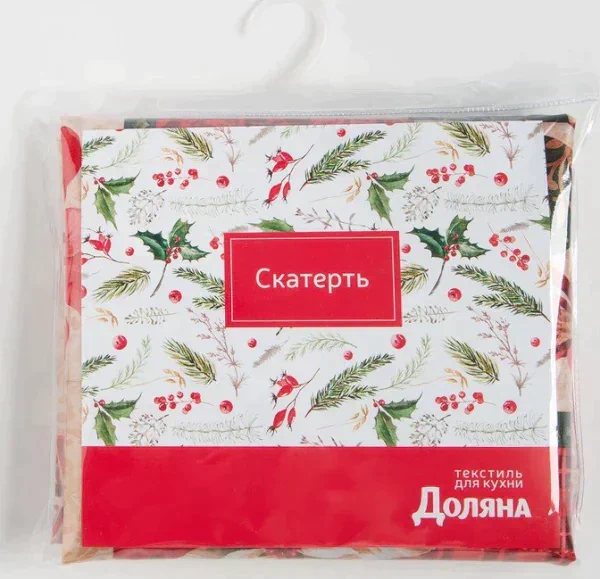 Скатерть Доляна «Новый год: Новогодние игрушки» 145*180 +/- 2 см, 100% п/э