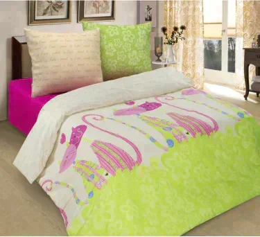 Постельное бельё 1,5сп"Традиция: Кошки", 147х217 см, 150х220 см, 70х70 см - 2 шт