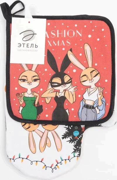 Набор кух. "Fashion xmas" варежка-прихватка 20х28 см, прихватка 19х19 см, 100% хл