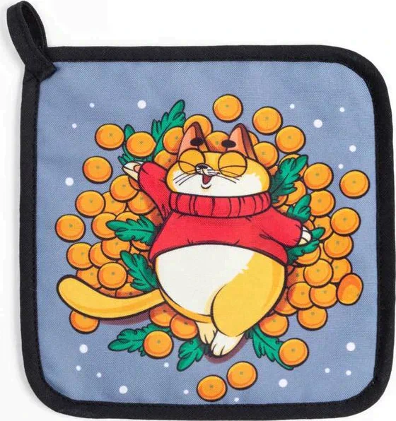 Новогодний набор кухонный Merry Xmas, варежка-прихватка 20х28см, прихватка 17х17см, 35% х/л,65% п/э