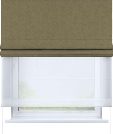 Римская штора «Кортин» день-ночь, ткань блэкаут однотонный, бежево-золотой