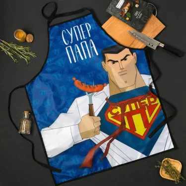 Фартук "Супер папа" 65*80см,100% п/э,оксфорд 210г/м2