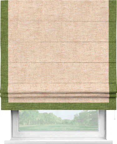 Римская штора «Кортин» для проёма, рогожка димаут персиковый, с кантом Виктория
