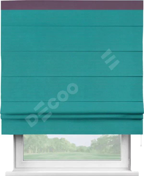 Римская штора «Кортин» с кантом Кинг, для проема, ткань блэкаут однотонный бирюзовый