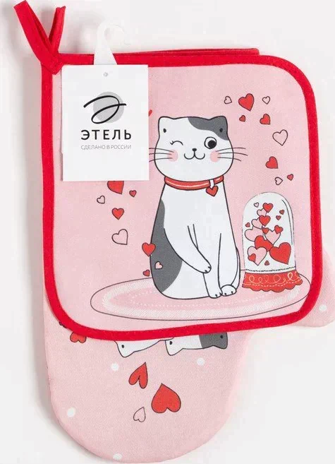 Набор кухонный Love, варежка-прихватка 20х28см, прихватка 19х19см, 100% хл