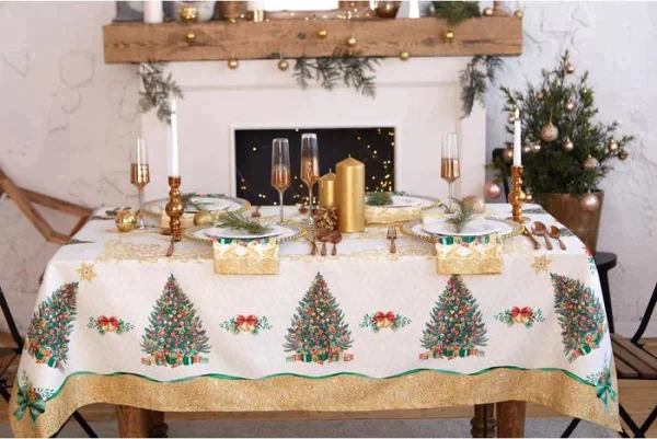 Скатерть  Этель "Golden Christmas" скатерть 150*220 +/-3см с ГМВО, 100%хл, 190г/м2