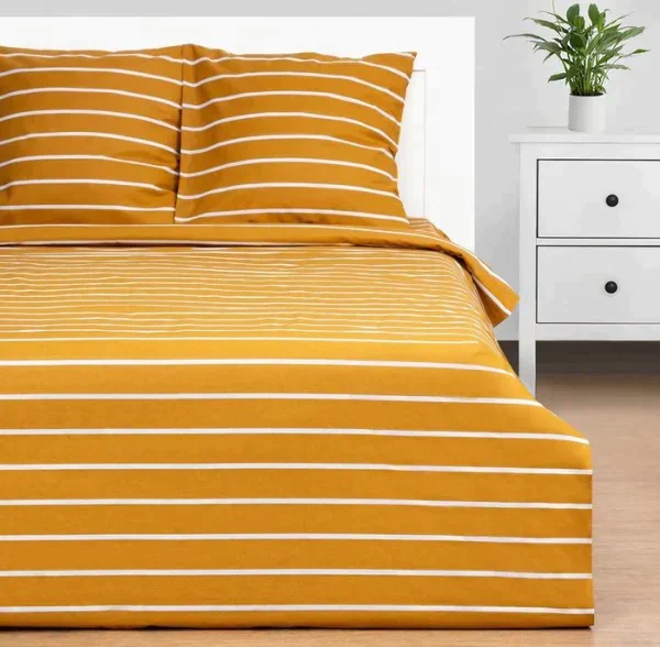 Постельное бельё Этель 1.5сп Mustard stripes 143х215см, 150х214см, 70х70см-2 шт, 100% хлопок,поплин