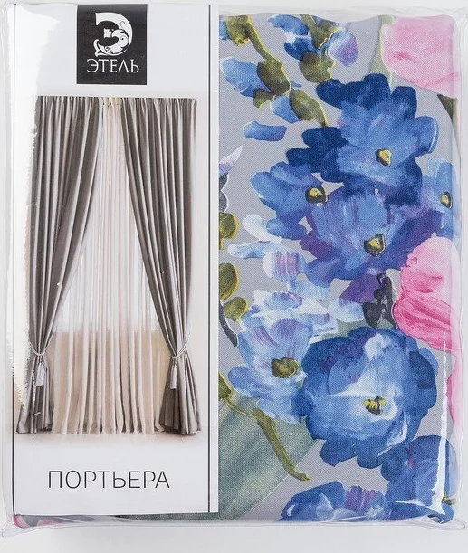 Штора портьерная Этель "Акварель" цв.розовый, 250*265см, пл. 210 г/м2, 100 п/э