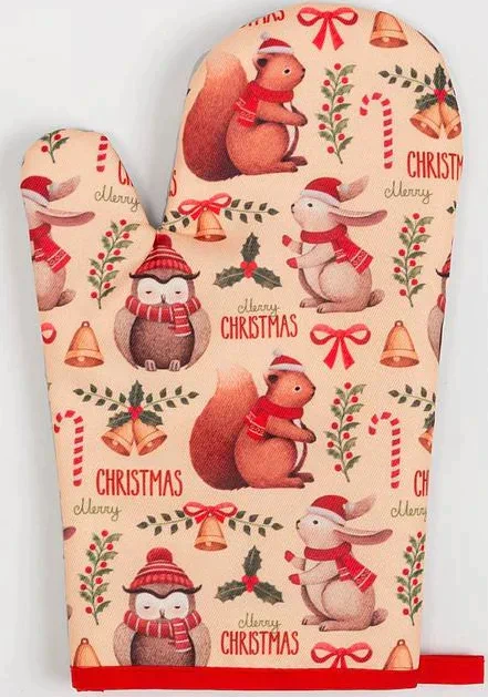Кухонный новогодний набор Доляна «Christmas», прихватка 17*17 см, варежка 26*16 см,100% п/э