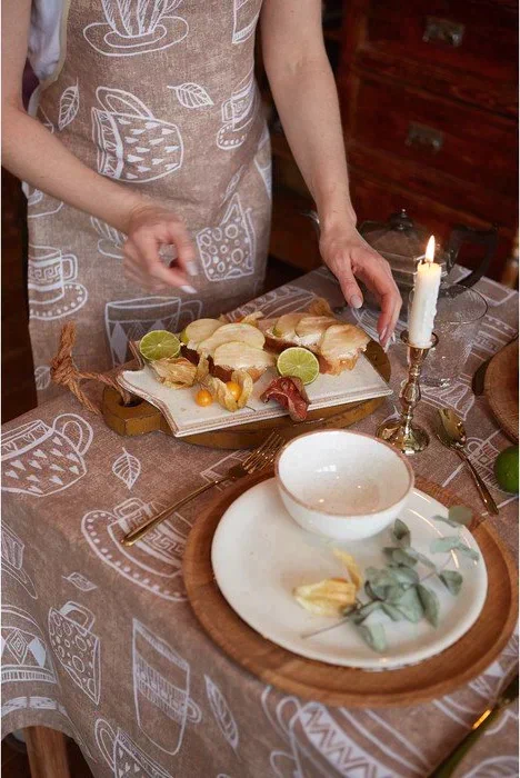Скатерть "Доляна" Cup of tea 180х144 см, 100% хлопок, 164 г/м2