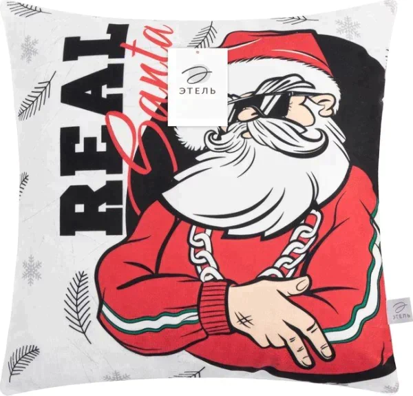 Наволочка на подушку Этель "Real Santa", 40*40 см, 100 п/э, велюр