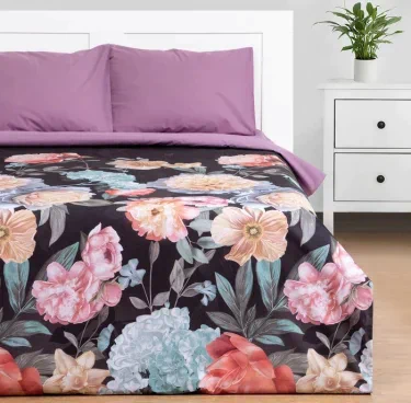Постельное бельё Этель 1.5сп Flowers 143х215 см, 150х214 см, 50х70 см-2 шт, поплин, 125 г/м2