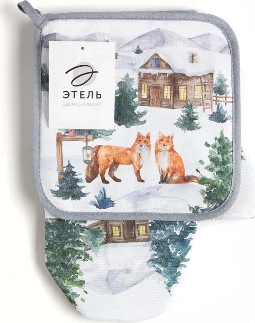 Набор Кухонный «Forest animals», варежка-прихватка 20х28см, прихватка 19х19см, 100% хл