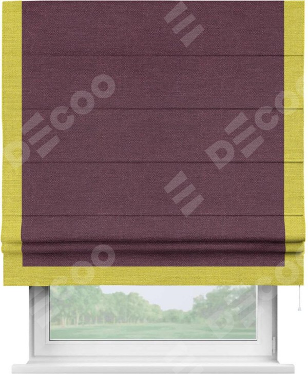 Римская штора «Кортин» с кантом Виктория, для проема, ткань лён фиолетовый