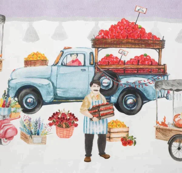 Скатерть Этель Food market 220х147 см,100% хлопок, саржа 190 г/м2