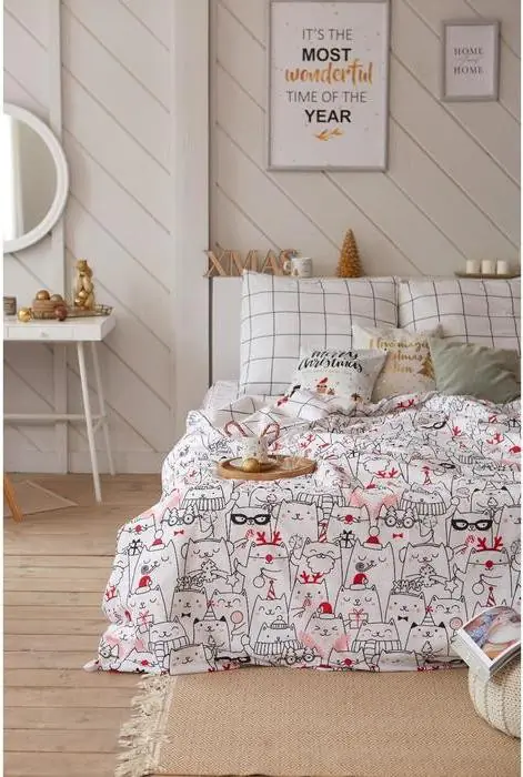 Постельное белье Этель 1.5 сп Xmas cat 143*215 см, 150*214 см, 70*70 см - 2 шт