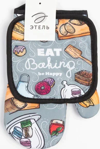 Кухонный набор (2 предмета) Этель Baking, прихватка 17х17 см, варежка 26х16 см, 100% п/э