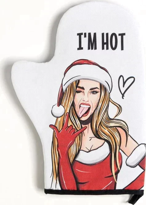 Варежка-прихватка "I am hot" 20х28см,саржа, 100% х/л, ватин 250г/м2