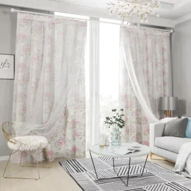 Комплект штор с тюлем на шторной ленте, размер 145x260 см, 2 шт, подхват 2 шт