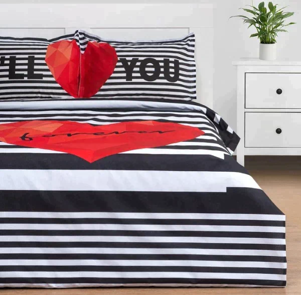 Комплект: пододеяльник и 2 наволочки Love Forever 200*217 см, 50*70+3 см - 2 шт, 100% хлопок