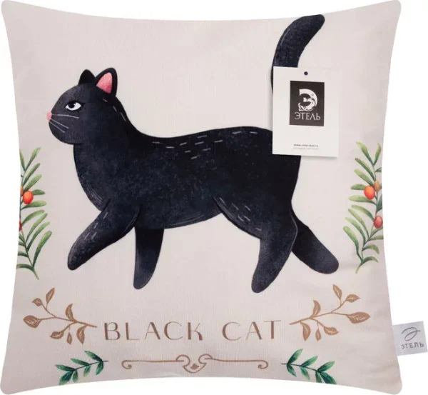 Наволочка Этель "Black cat" 40х40 см, 100% п/э, велюр