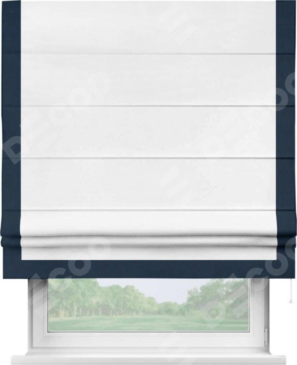 Римская штора «Кортин» с кантом Виктория, для проема, ткань вельвет дымчато-белый