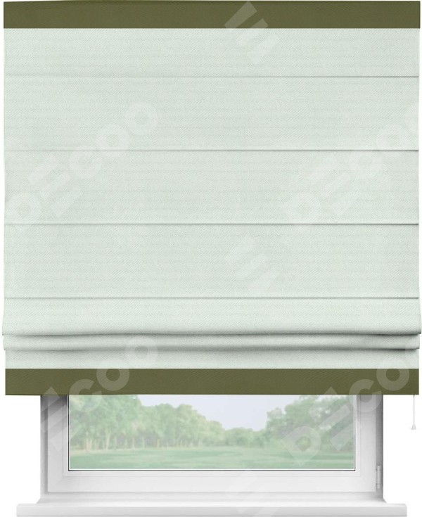 Римская штора «Кортин» с кантом Горизонт, для проема, ткань блэкаут однотонный дымчато-молочный