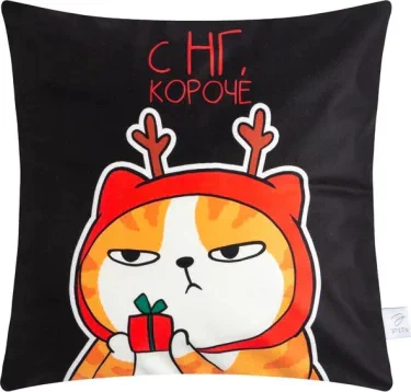 Наволочка Этель "С нг, короче" 40*40 см, 100 п/э, велюр