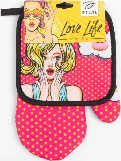 Кухонный набор (2 предмета) Этель LoveLife «Мечтательница», прихватка 17х17 см, варежка 26х16 см, 100% п/э