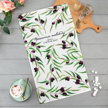 Полотенце кухонное Доляна «Красота повсюду» 35х60 см, 100% хл, 160г/м2