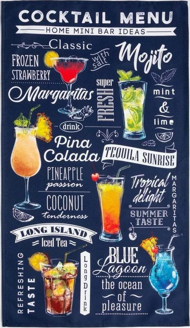 Набор полотенец "Этель" Cocktail menu 40х73 см - 2 шт, 100% хл, саржа 190 г/м2